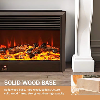 Aihm-Lon White Electric Fireplace Heater with Realistic Flame and Removable Mantel 62.99"