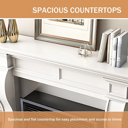 Aihm-Lon White Electric Fireplace Heater with Realistic Flame and Removable Mantel 62.99"