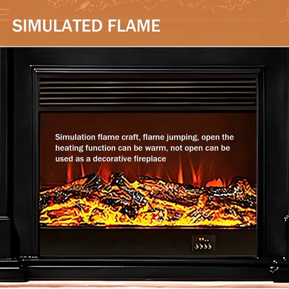 Aihm-Lon Black Electric Fireplace Heater with Mantel and Realistic Flame 47.24"