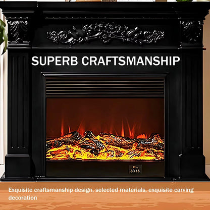 Aihm-Lon Black Electric Fireplace Heater with Mantel and Realistic Flame 47.24"