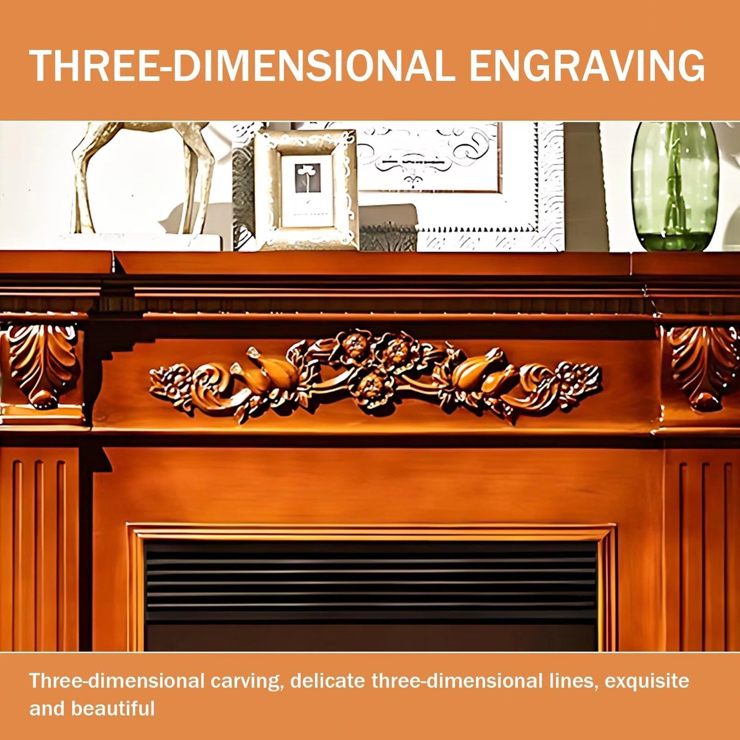 Aihm-Lon Brown Electric Fireplace Heater with Mantel and Realistic Flame 47.24"