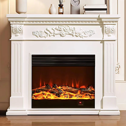 Aihm-Lon White Electric Fireplace Heater with Mantel and Realistic Flame 47.24"