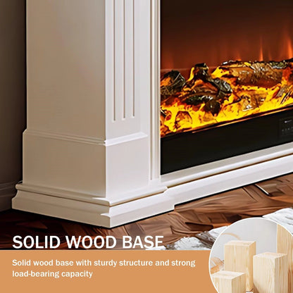 Aihm-Lon White Electric Fireplace Heater with Mantel and Realistic Flame 47.24"