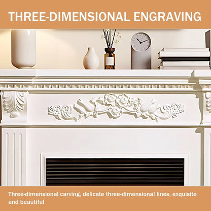 Aihm-Lon White Electric Fireplace Heater with Mantel and Realistic Flame 47.24"