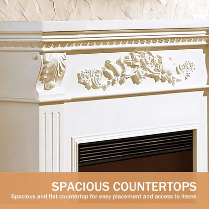 Aihm-Lon White Electric Fireplace Heater with Mantel and Realistic Flame 47.24"