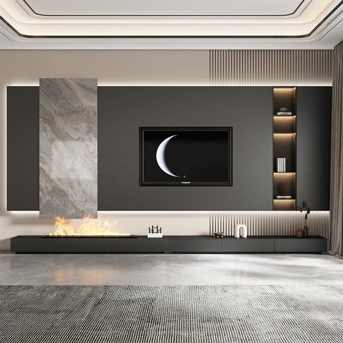 Aihm-Lon Electric Fireplace with 3D Dynamic Flame 71"-94.5"