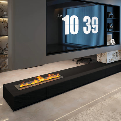 Aihm-Lon Electric Fireplace with 3D Dynamic Flame Black Cabinet with Drawers 63"-110"