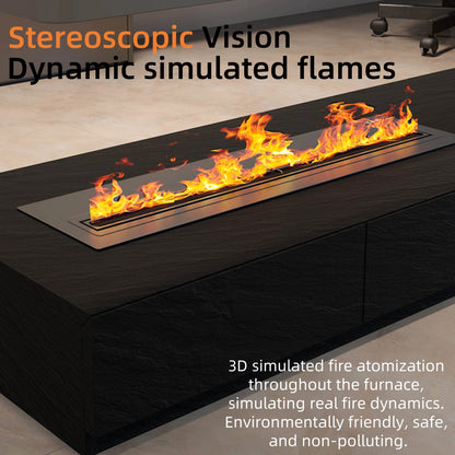 Aihm-Lon Electric Fireplace with 3D Dynamic Flame Black Cabinet with Drawers 63"-110"