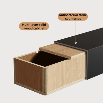 Aihm-Lon Electric Fireplace with 3D Dynamic Flame Black Cabinet with Drawers 63"-110"