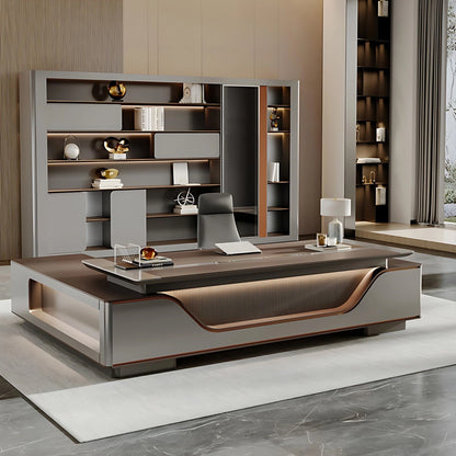 Aihm-Lon Executive Desk with Storage 78.7"-141.7"