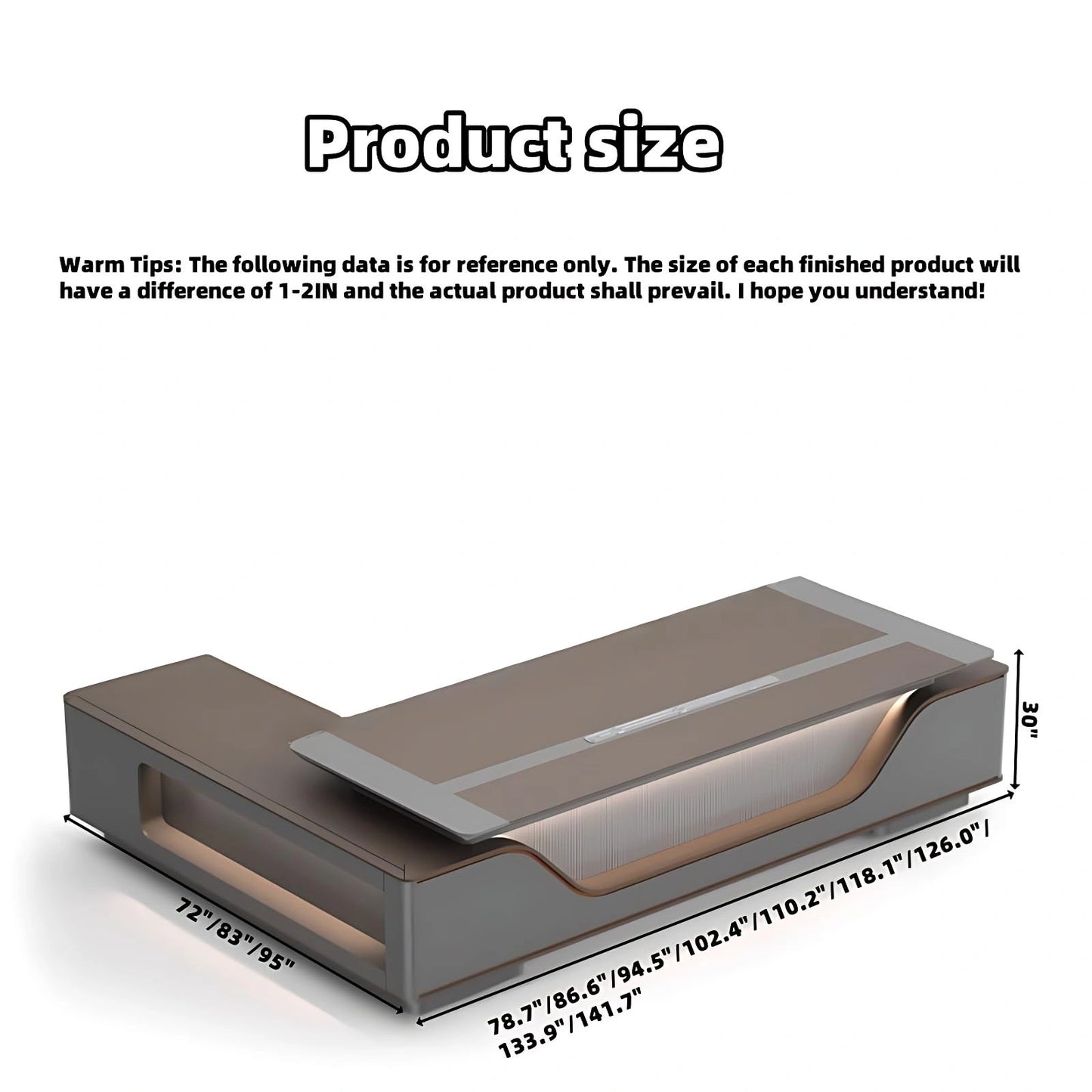 Aihm-Lon Executive Desk with Storage 78.7"-141.7"