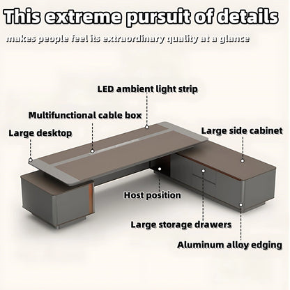 Aihm-Lon Executive Desk with Storage 78.7"-141.7"