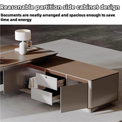 Aihm-Lon Executive Desk with Storage 78.7"-141.7"