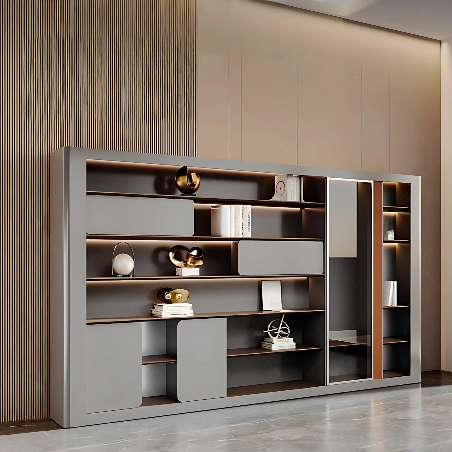 Aihm-Lon Executive Desk with Storage 78.7"-141.7"