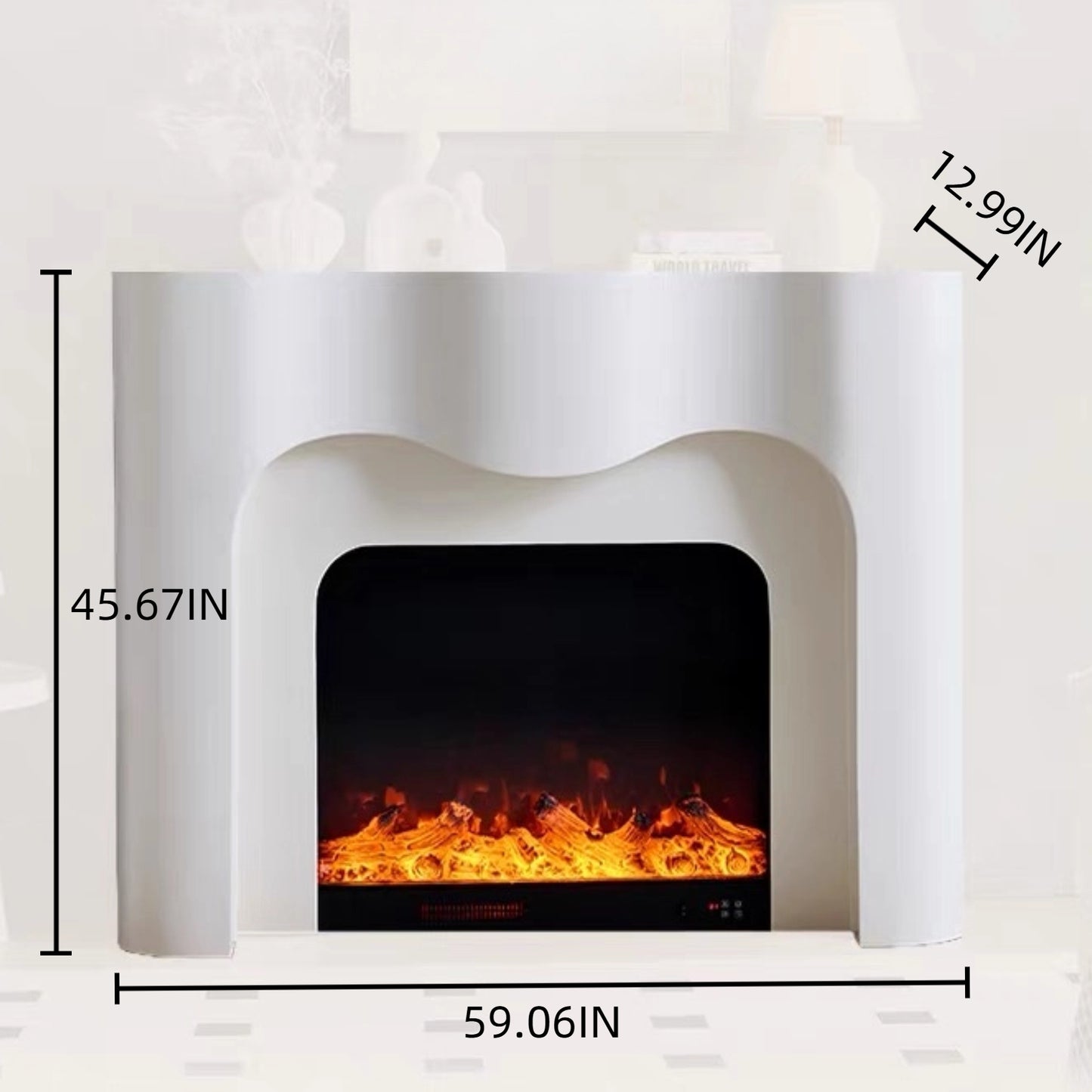 Aihm-Lon Electric Fireplace Heater with Luxurious Wavy Frame 59’’