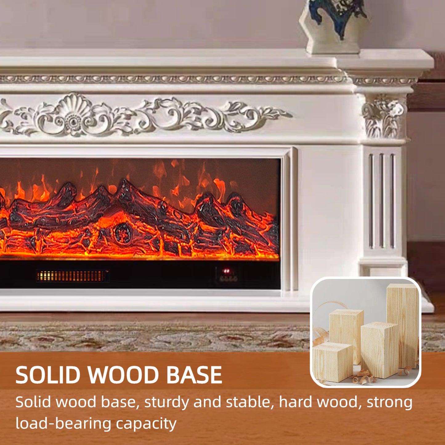 Aihm-Lon Electric Fireplace with Seashell and Curly Grass Pattern 79”