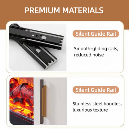 Aihm-Lon Electric Fireplace with White Storage Decorative Faux Real Flame 79”