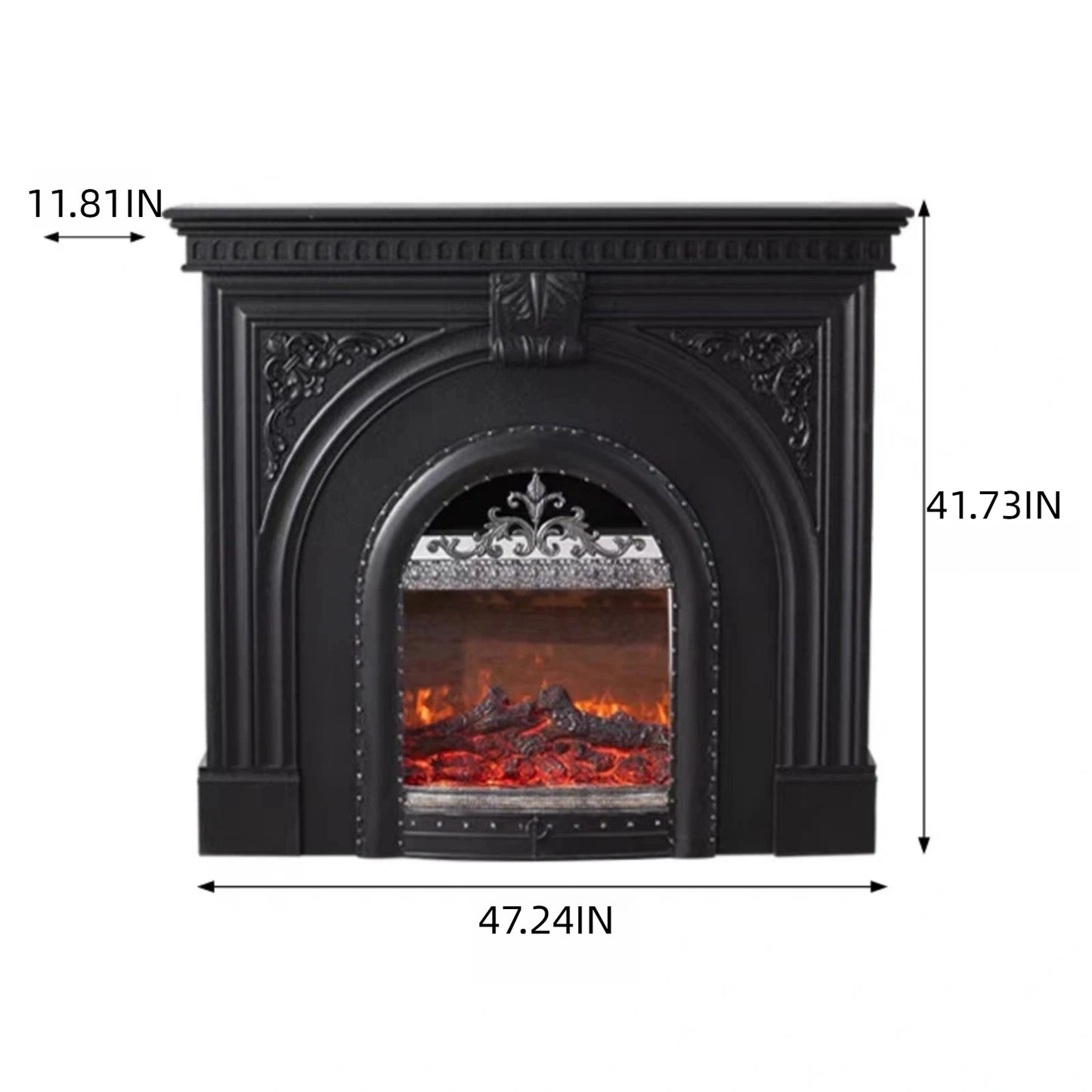 Aihm-Lon Freestanding Electric Fireplace Includes French Vintage Metal Cover 47”