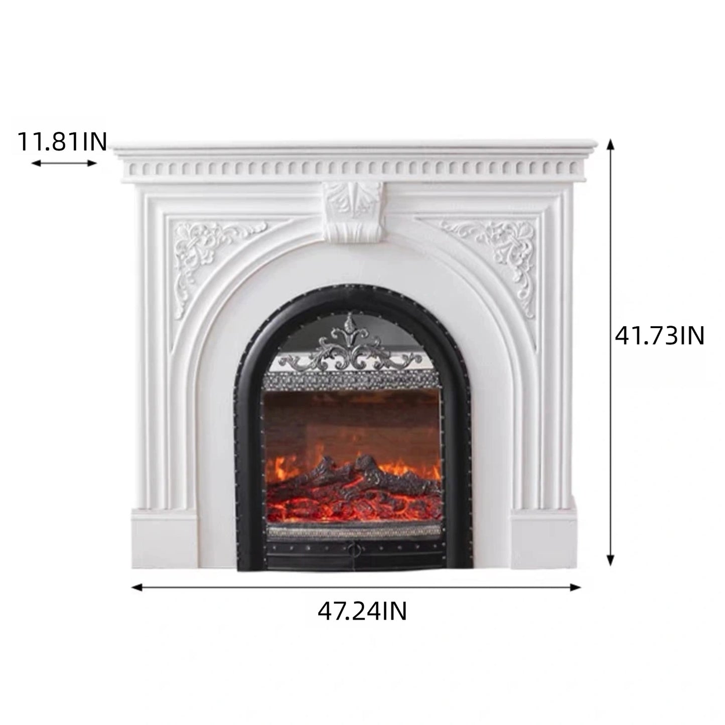 Aihm-Lon Freestanding Electric Fireplace Includes French Vintage Metal Cover 47”