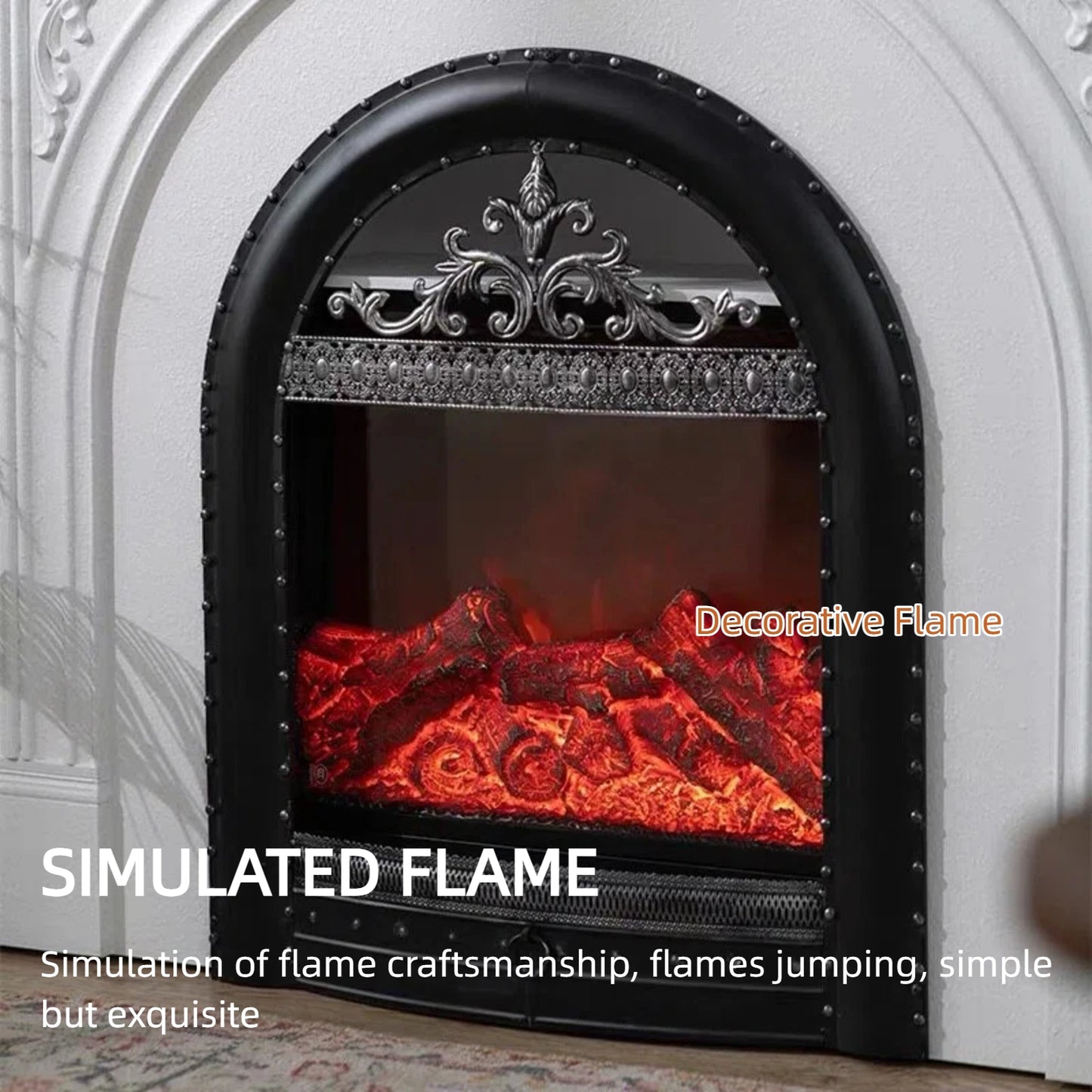 Aihm-Lon Freestanding Electric Fireplace Includes French Vintage Metal Cover 47”