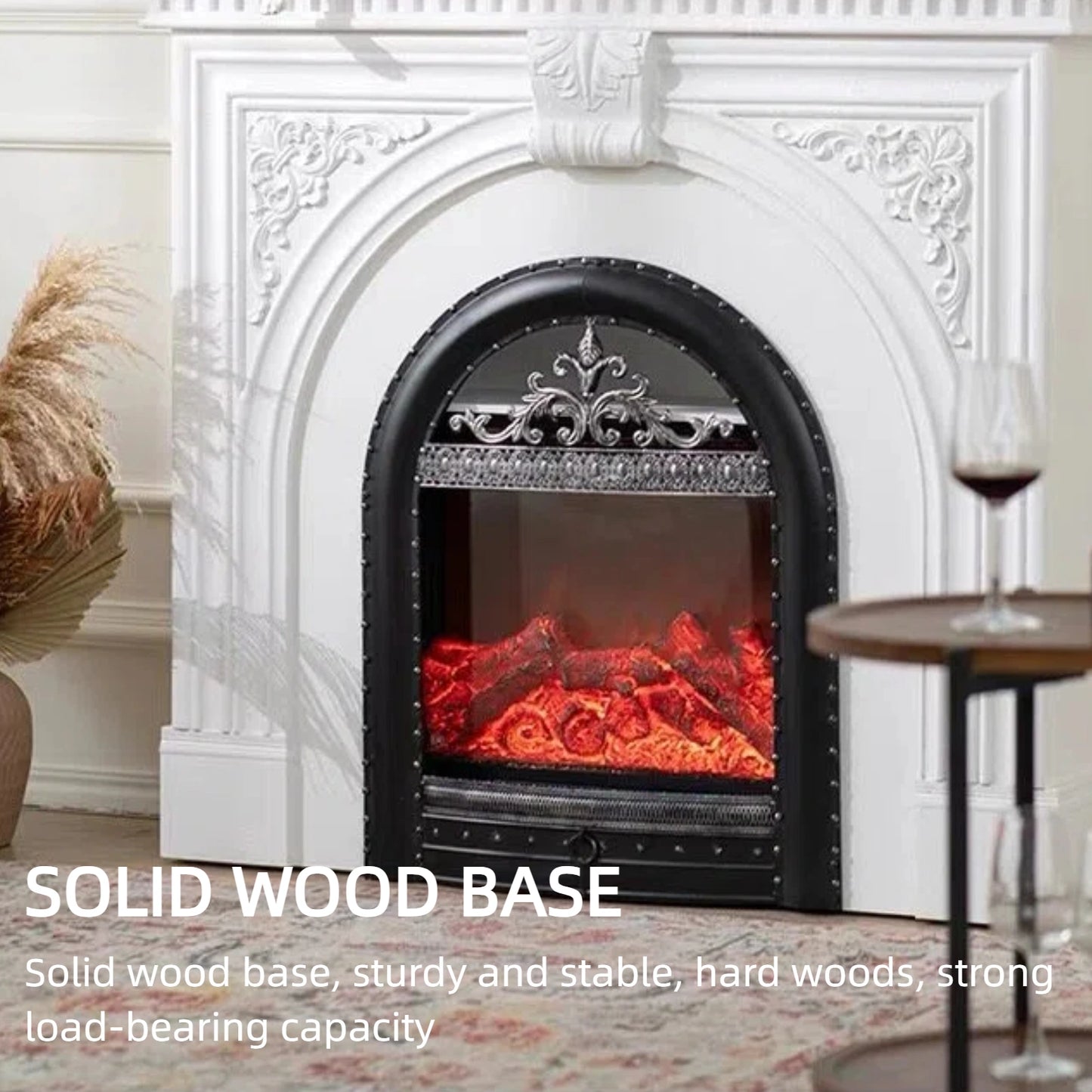 Aihm-Lon Freestanding Electric Fireplace Includes French Vintage Metal Cover 47”