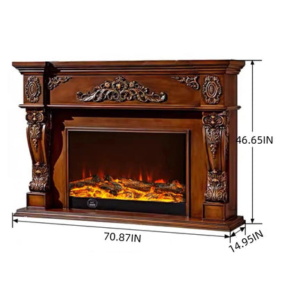 Aihm-Lon Retro Electric Fireplace Includes White Luxury Relief and Double-Column 59”-79”