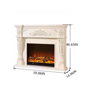 Aihm-Lon Retro Electric Fireplace Includes White Luxury Relief and Double-Column 59”-79”