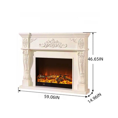 Aihm-Lon Retro Electric Fireplace Includes White Luxury Relief and Double-Column 59”-79”