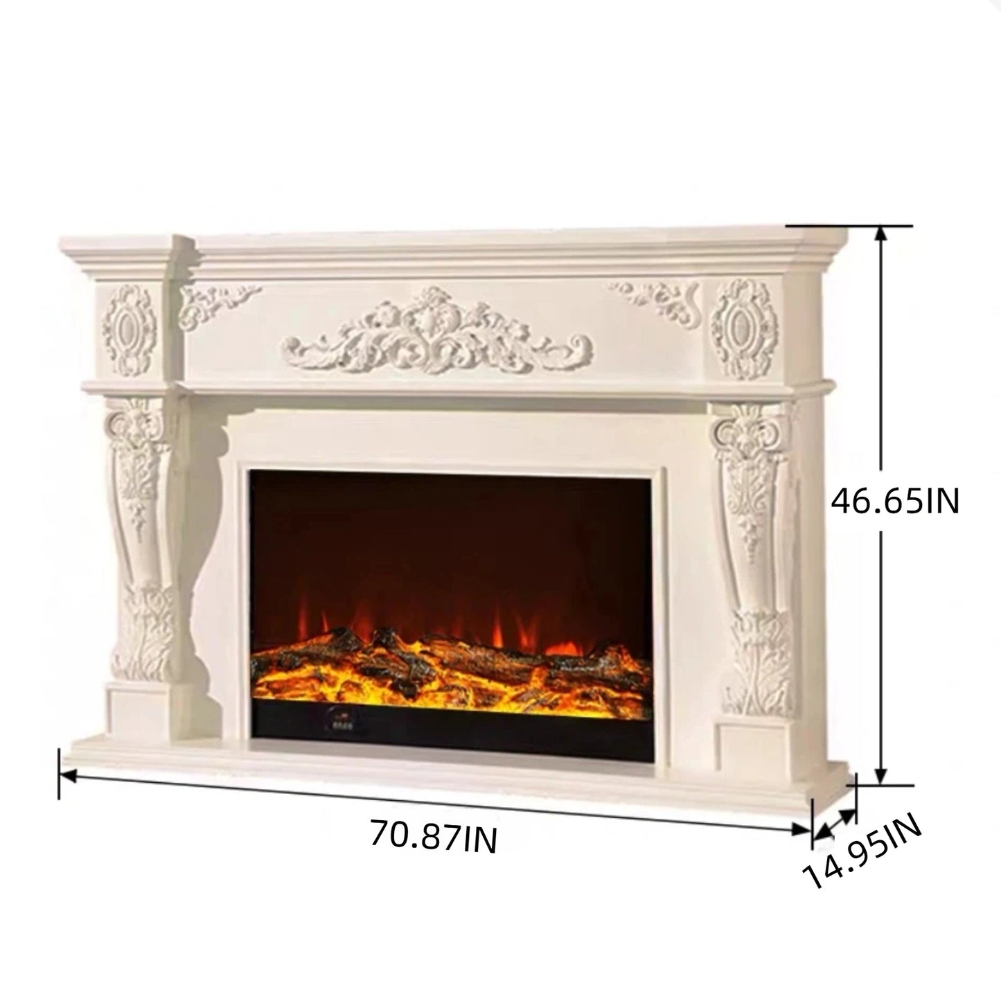 Aihm-Lon Retro Electric Fireplace Includes White Luxury Relief and Double-Column 59”-79”