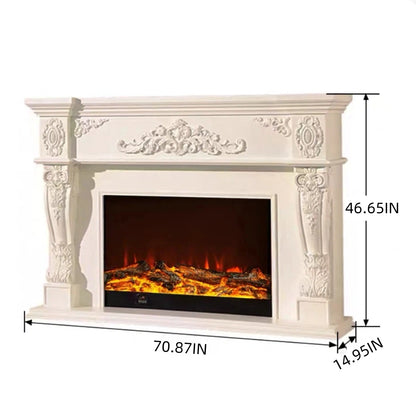 Aihm-Lon Retro Electric Fireplace Includes White Luxury Relief and Double-Column 59”-79”