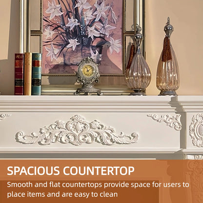 Aihm-Lon Retro Electric Fireplace Includes White Luxury Relief and Double-Column 59”-79”