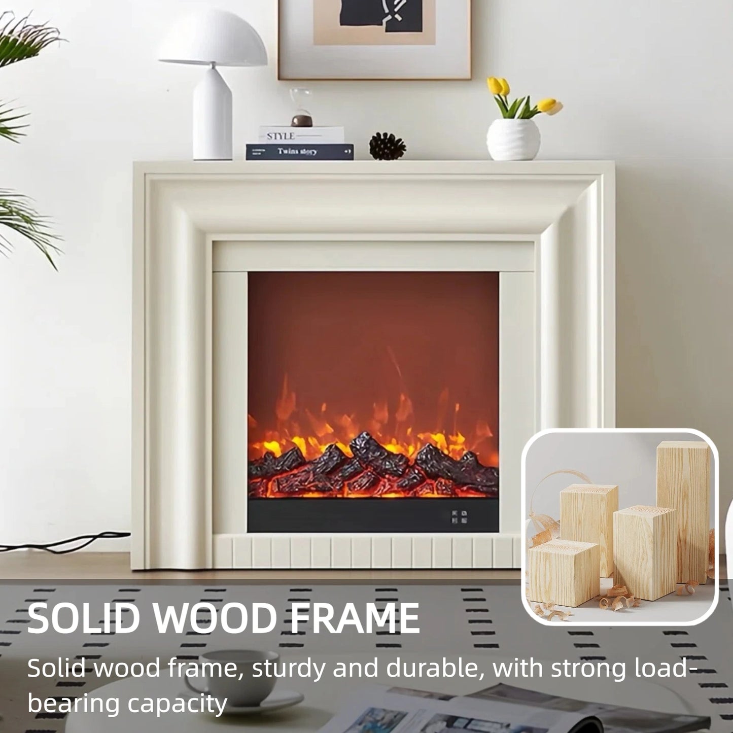 Aihm-Lon Electric Fireplace with Ambient Light & Indoor Decorative Flame 47”