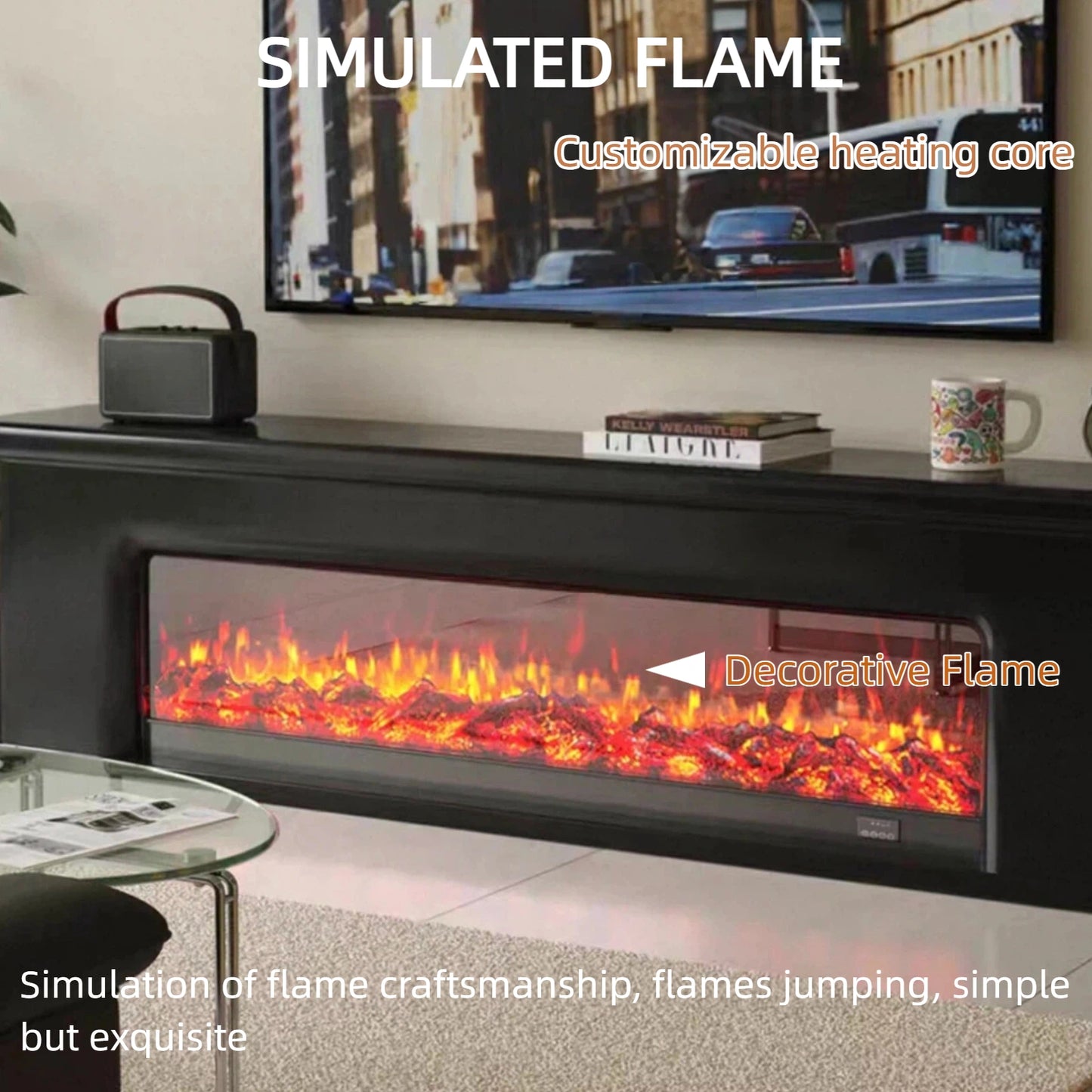 Aihm-Lon Simple Electric Fireplace Includes French Curved Edges 71”-83”