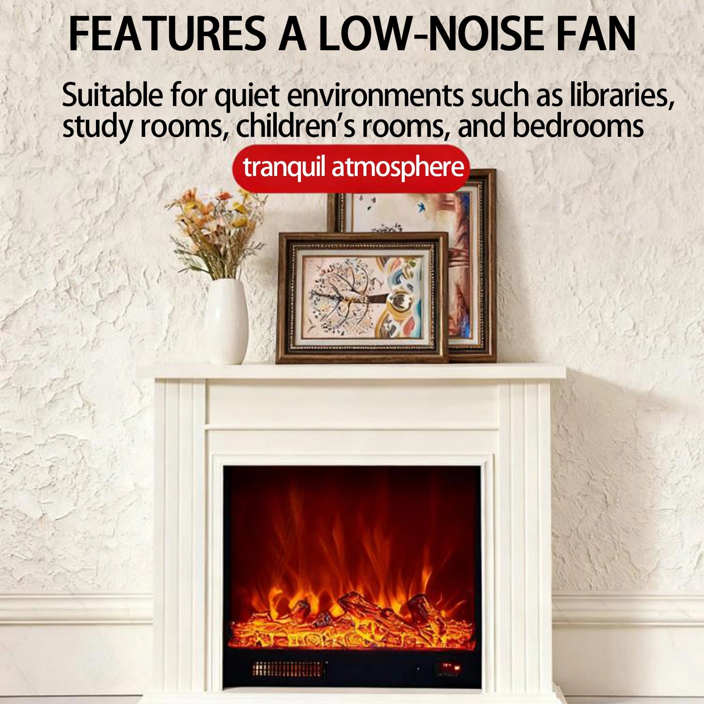 Aihm-Lon Electric Fireplace with 3D Realistic Flame & Layered Lines 39”-47”