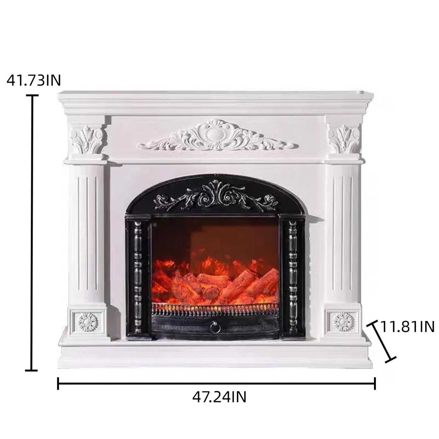 Aihm-Lon Simple Electric Fireplace with Mantel Includes Birdcage Firebox 47”