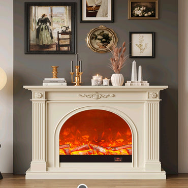 Aihm-Lon Tall Electric Fireplace Includes White Carved Design & Large Countertop 47”-79”