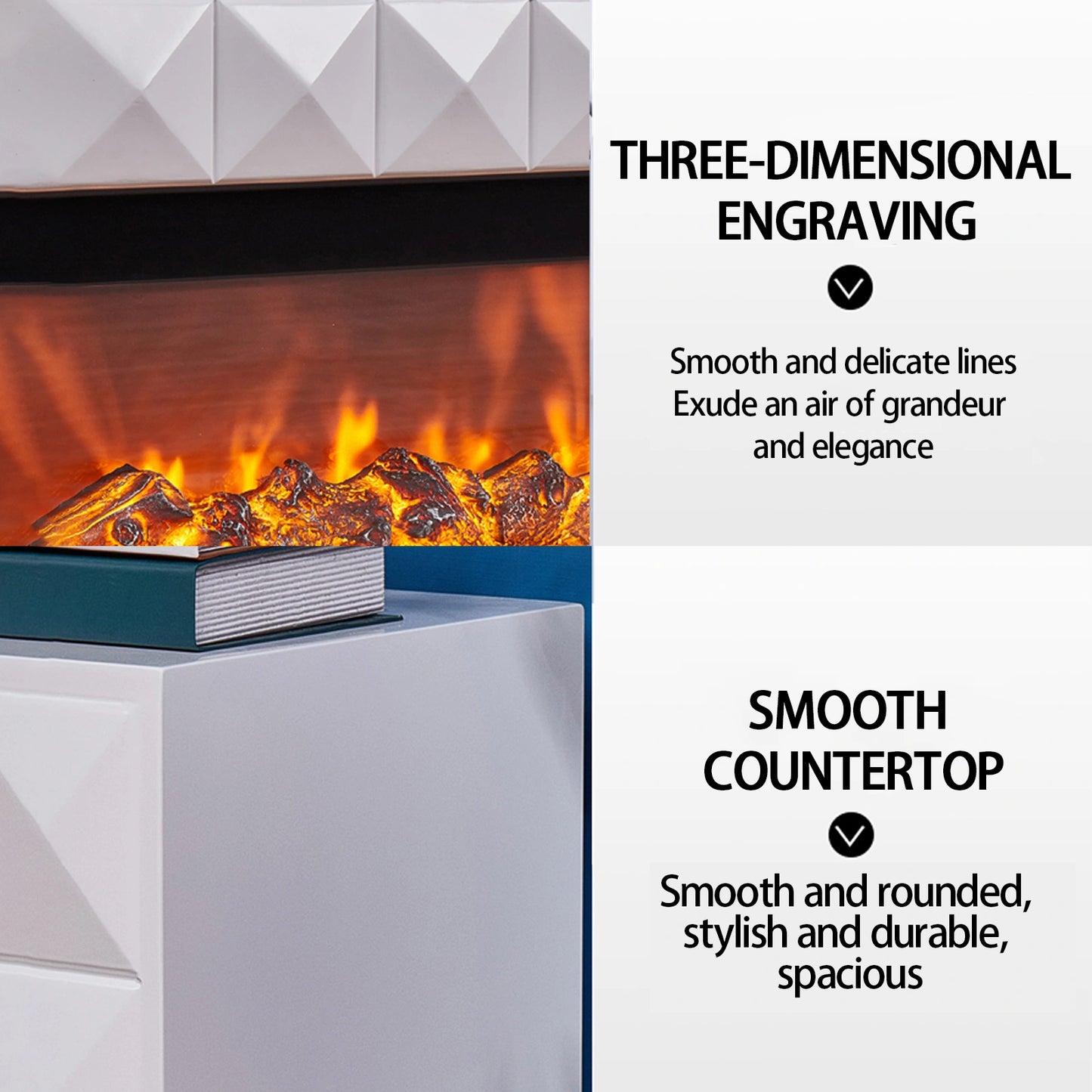 Aihm-Lon Electric Fireplace Includes Vintage Cover and White Matte Carving 47” Classic Vintage-Luxury