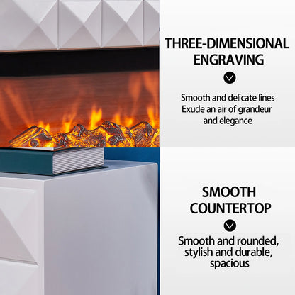 Aihm-Lon Electric Fireplace Includes Vintage Cover and White Matte Carving 47” Classic Vintage-Luxury