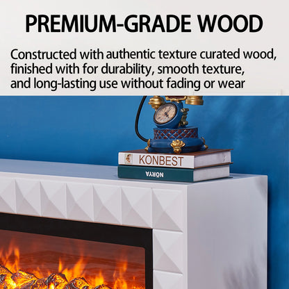 Aihm-Lon Electric Fireplace Includes Vintage Cover and White Matte Carving 47” Classic Vintage-Luxury