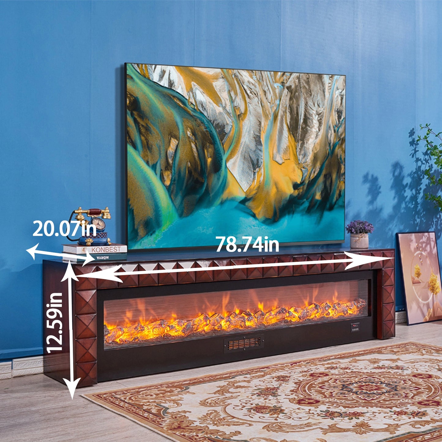 Aihm-Lon Electric Fireplace Includes Vintage Cover and White Matte Carving 47” Classic Vintage-Luxury