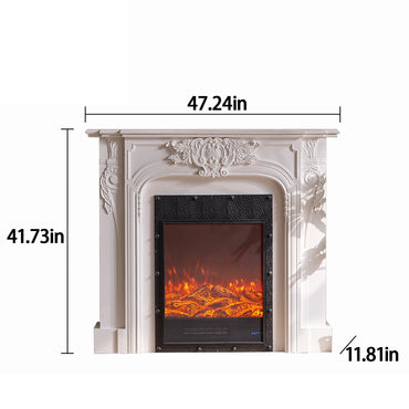 Aihm-Lon Electric Fireplace Includes Vintage Cover and White Matte Carving 47”
