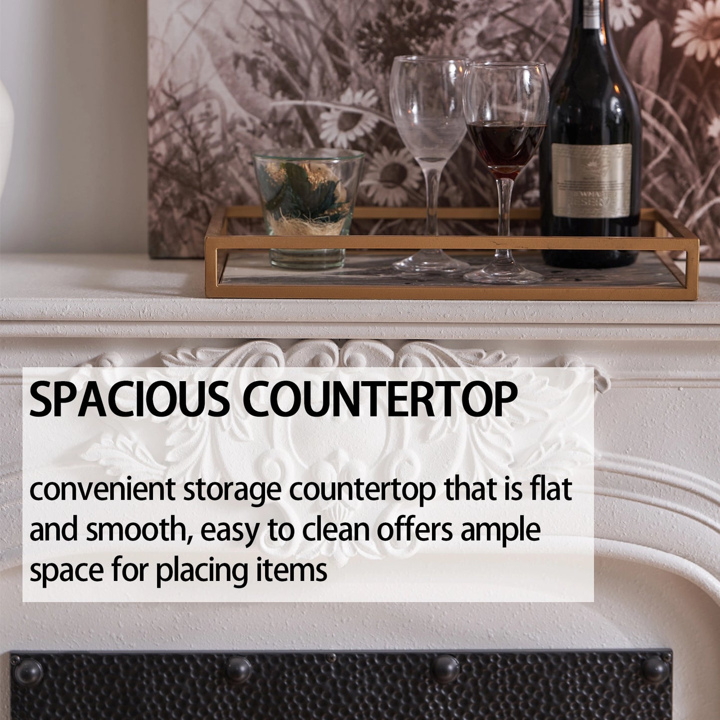 Aihm-Lon Electric Fireplace Includes Vintage Cover and White Matte Carving 47”