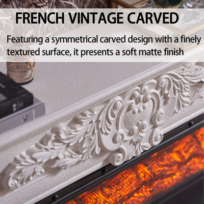 Aihm-Lon Electric Fireplace Includes Vintage Cover and White Matte Carving 47”