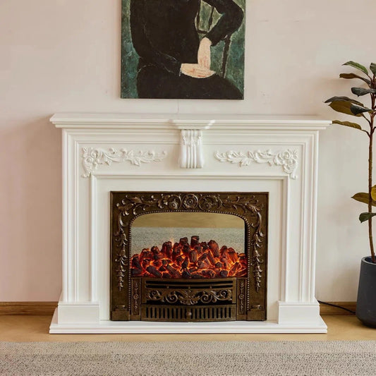 Aihm-Lon Vintage Electric Fireplace with Real Flame Effect Tall TV Stand 47”-59”