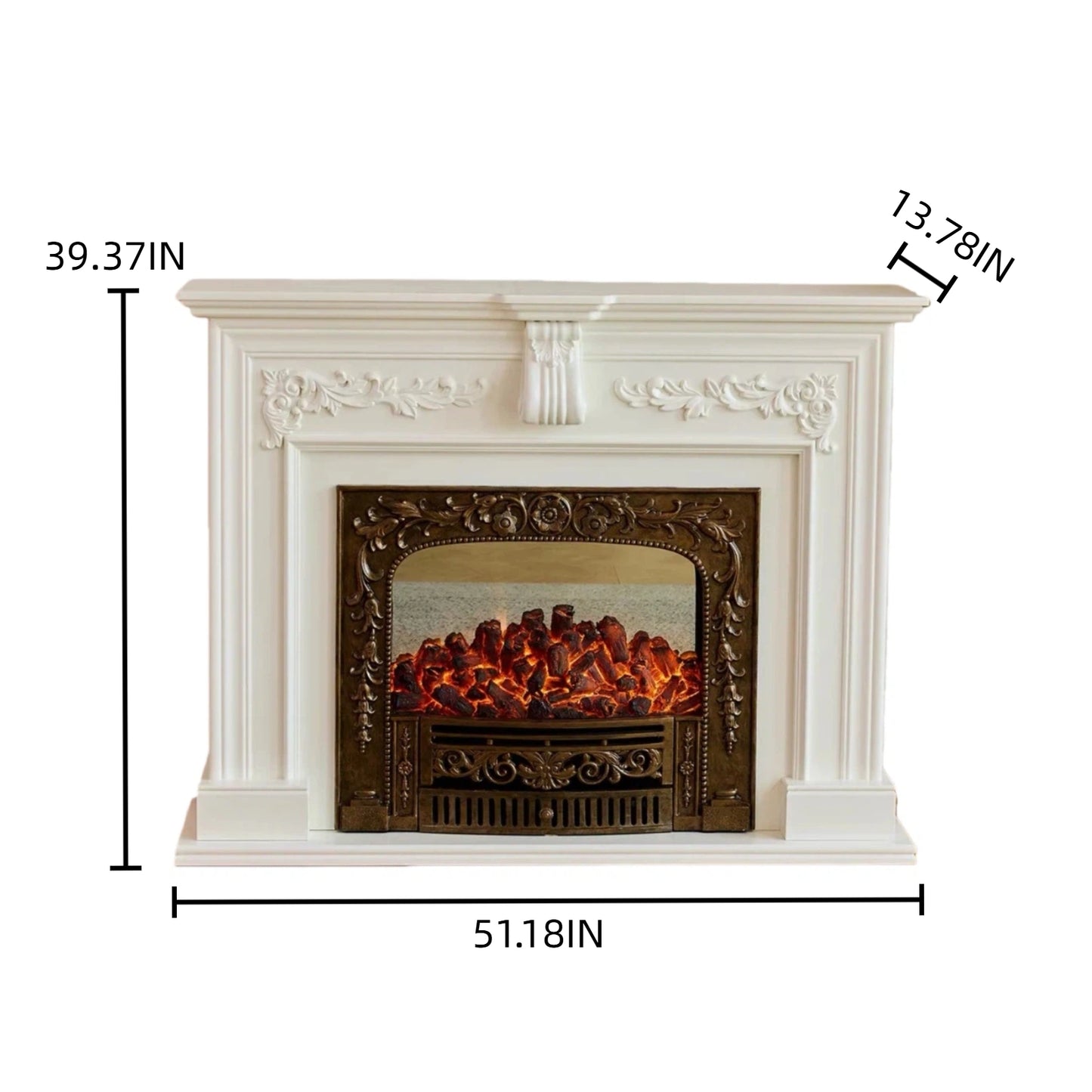 Aihm-Lon Vintage Electric Fireplace with Real Flame Effect Tall TV Stand 47”-59”