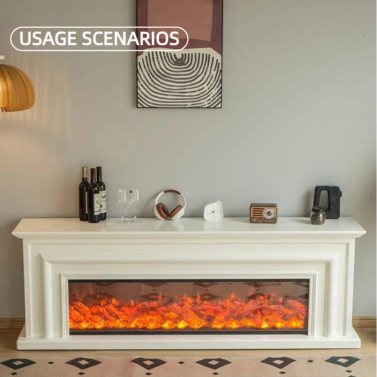 Aihm-Lon Modern Electric Fireplace Includes Fake Flame Insert