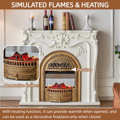 Aihm-Lon Freestanding Electric Fireplace Includes Metal Birdcage & 3D Relief 47” - 55”