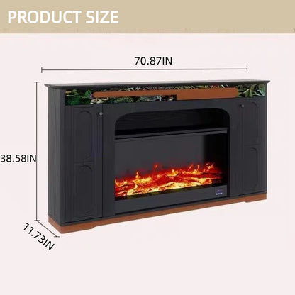 Aihm-Lon Vintage Electric Fireplace with Black Open Shelf 71”