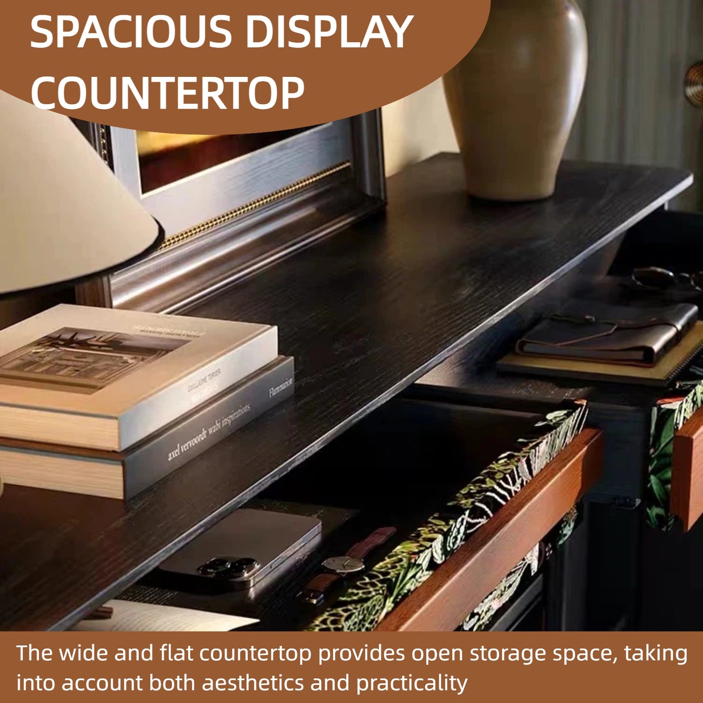 Aihm-Lon Vintage Electric Fireplace with Black Open Shelf 71”