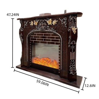 Aihm-Lon Vintage Electric Fireplace Includes 3D Carvings & Hexagonal Textures 59”